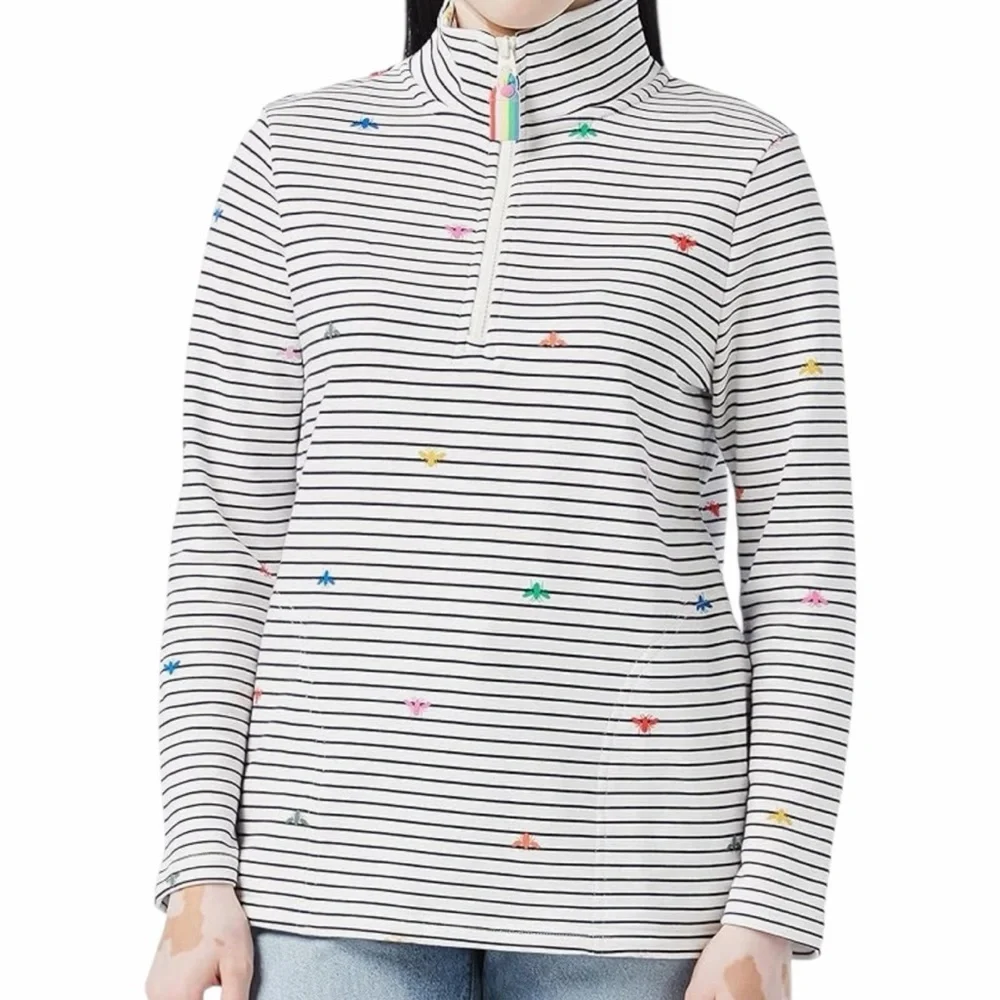 Joules Pip Print Half Zip Sweatshirt in Rainbow Bee Stripe Pattern 18 - Picture 1 of 13